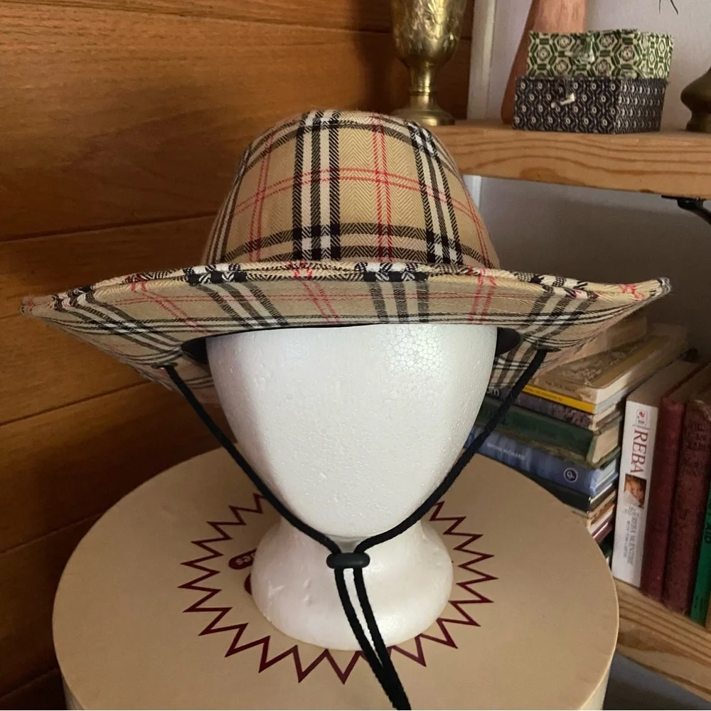 Vintage plaid check western style hat - Picture 4 of 5